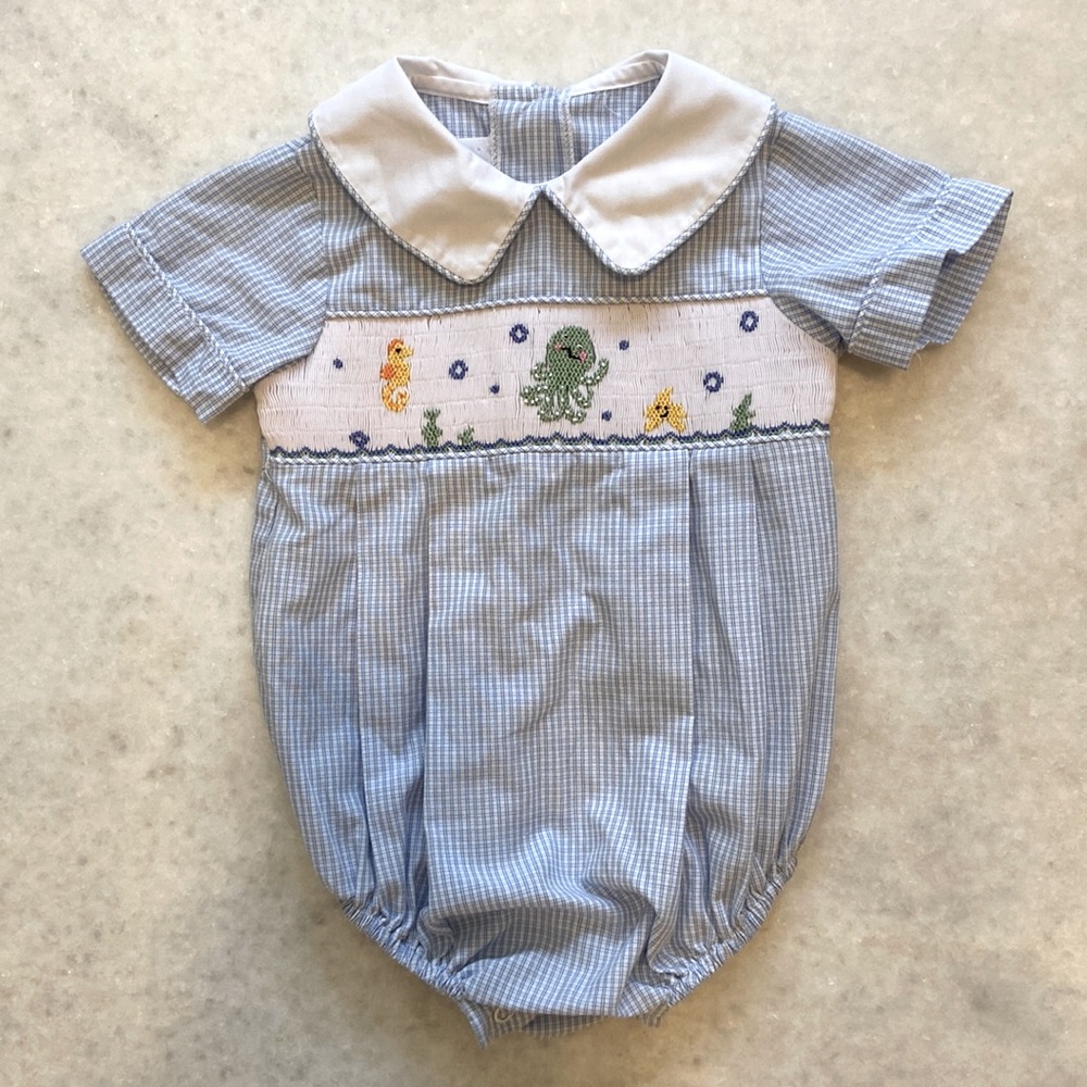 Secret Wishes smocked Summer Sea Creature bubble 3-6m.